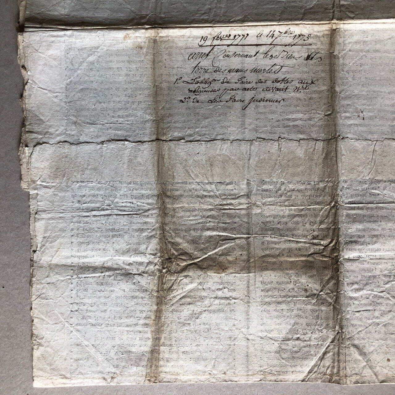 Ensemble de 5 placards, affiches concernant la Généralité d'Amiens — XVIIIème s.