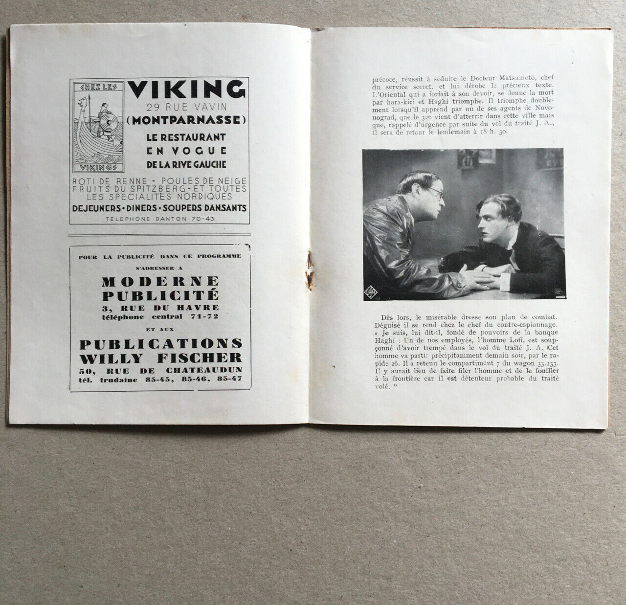 Fritz Lang — Les Espions — programme sortie originale cinéma Max Linder — 1929.