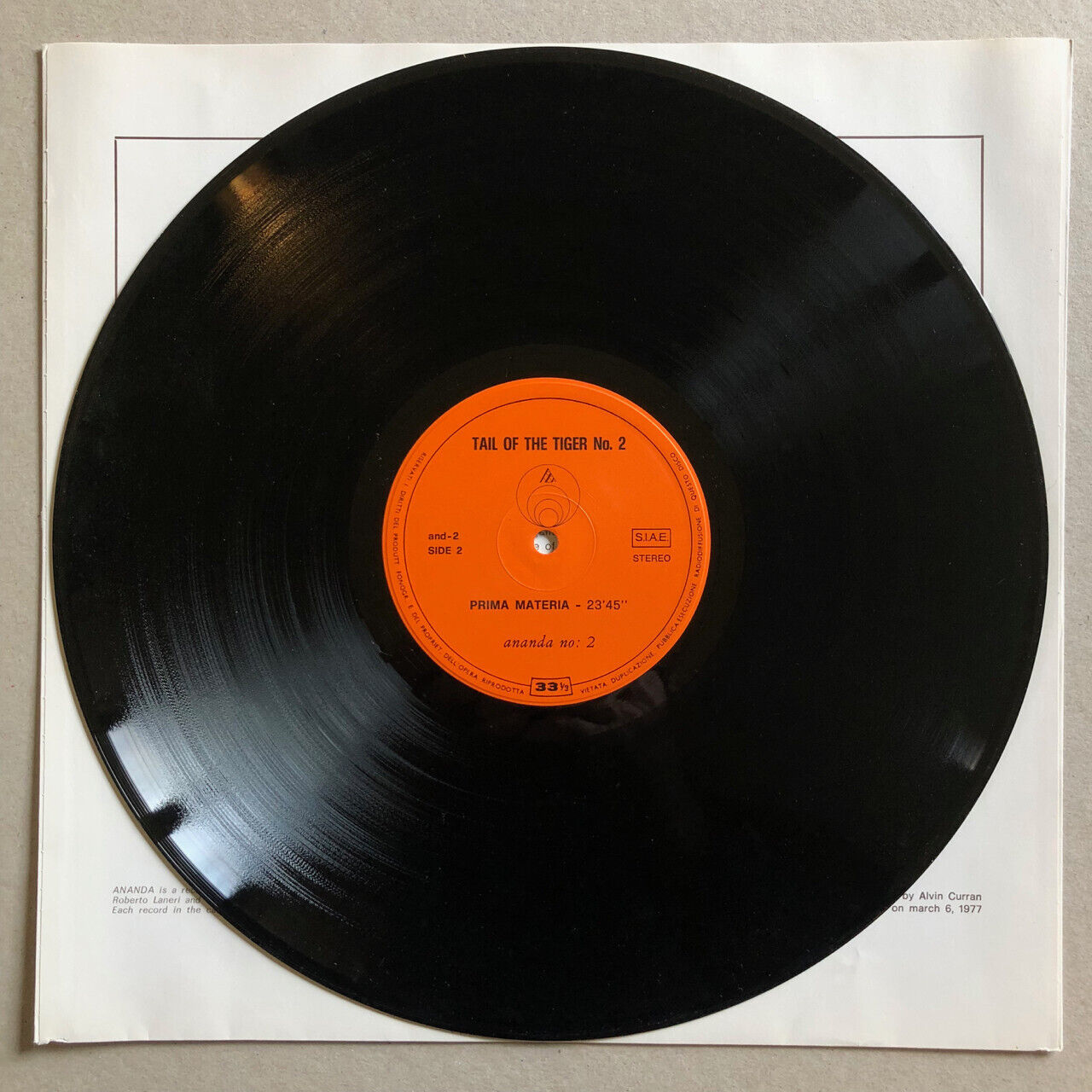 Prima materia — La Coda Della Tigre - Tail Of The Tiger — Ananda n. 2 — 1977.