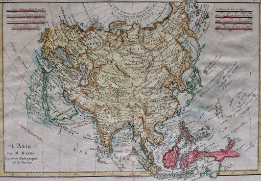 ASIE & INDONÉSIE - M. BONNE INGÉNIEUR HYDROGRAPHE DE LA MARINE - AQUARELLÉE 1780