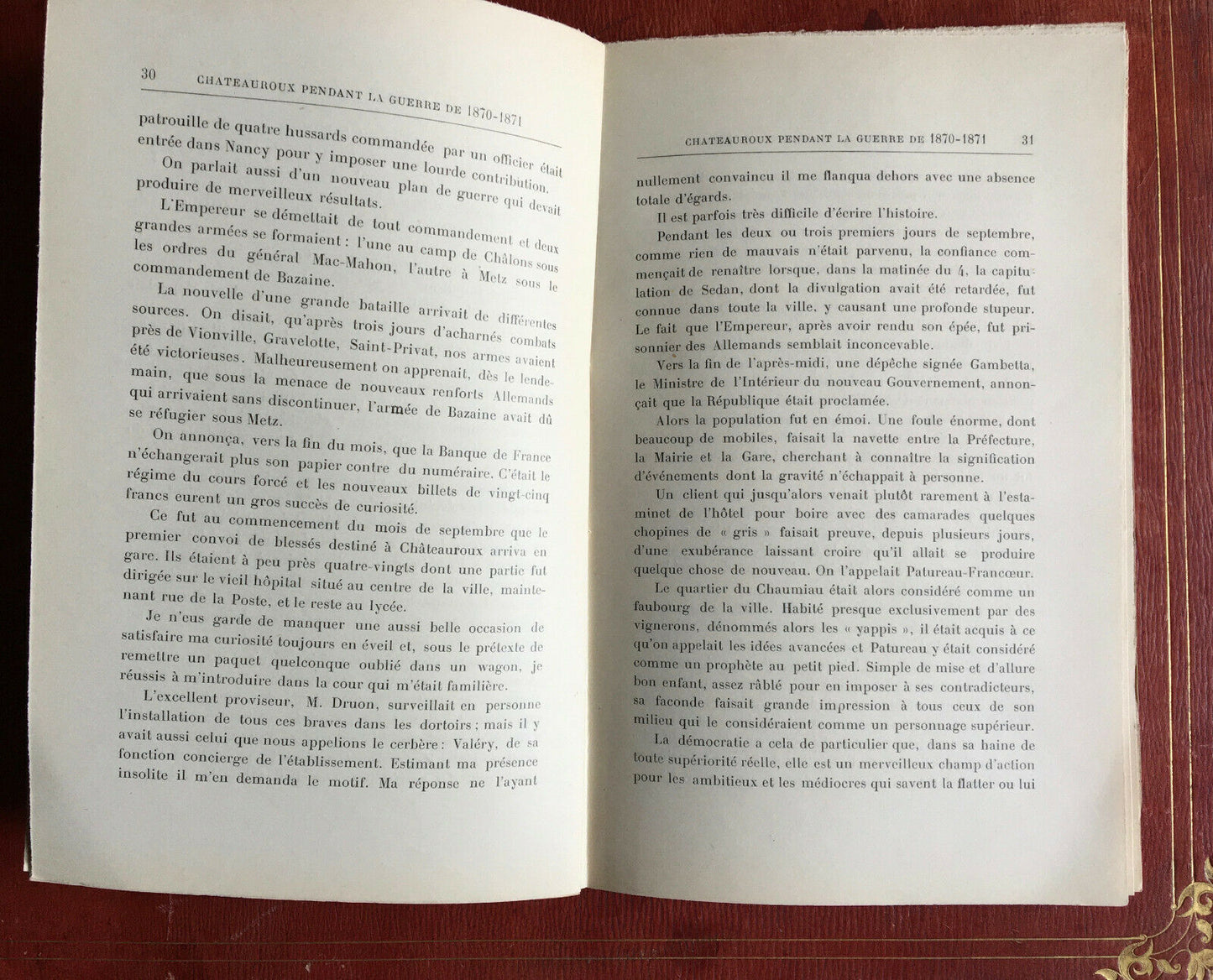 L'EXPLORATEUR COMBANAIRE - CHATEAUROUX PENDANT LA GUERRE DE 1870 - BADEL - 1928.