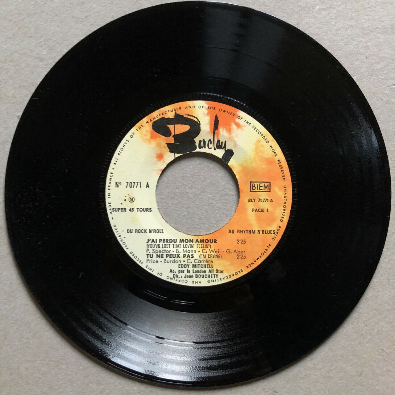Eddy Mitchell — I lost my love + 3 — Barclay — 70771 M — 1965.