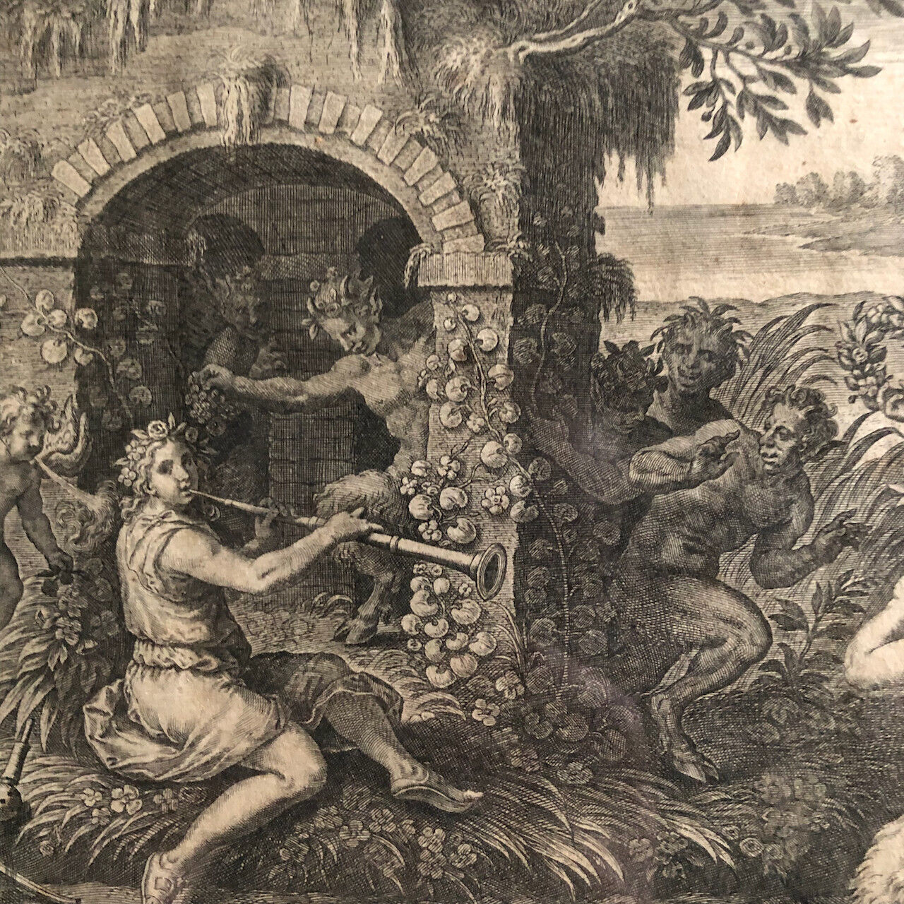 D'après Antoine Caron — Les Satyres — gravure en taille douce — 31x20 — c. 1620.