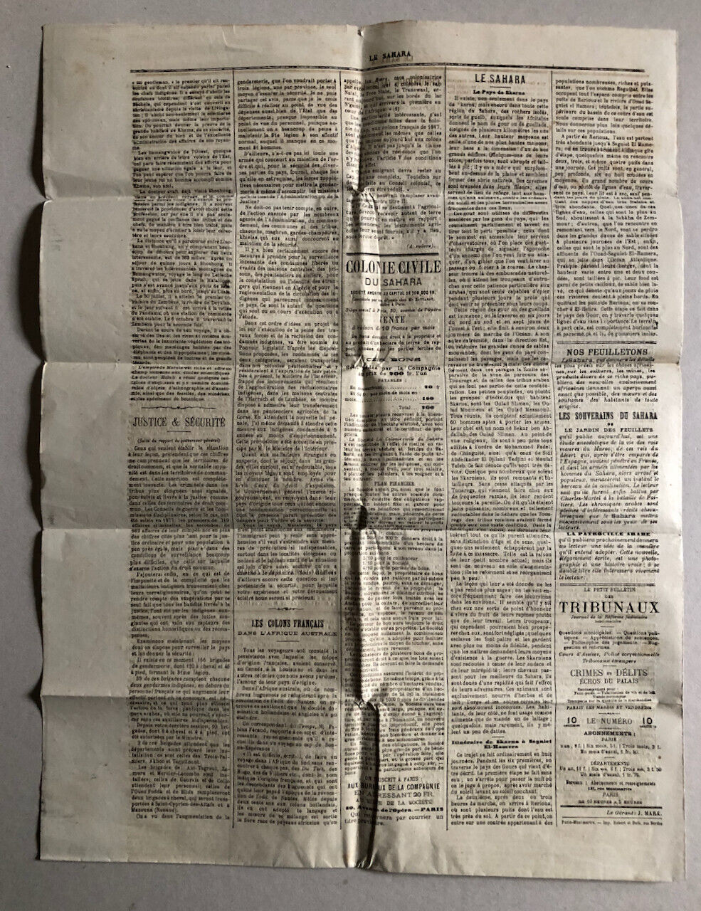 Bimensuel Le Sahara - organe de la France africaine — colonies — n° 2 — 1880.