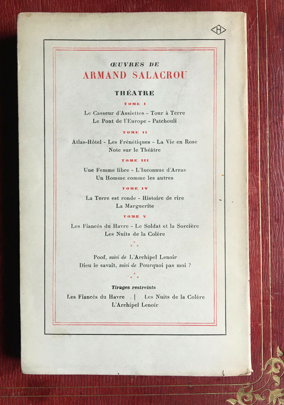 ARMAND SALACROU - GOD KNEW IT - SENDING THE AUTHOR AND THE ACTORS - GALLIMARD