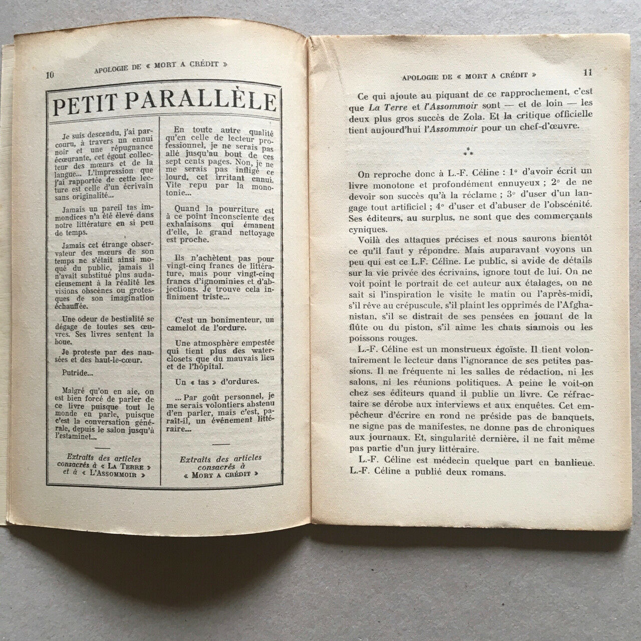 Robert Denoel — Apology of Death on Credit — É.O. — Denoel & Steele — 1936.