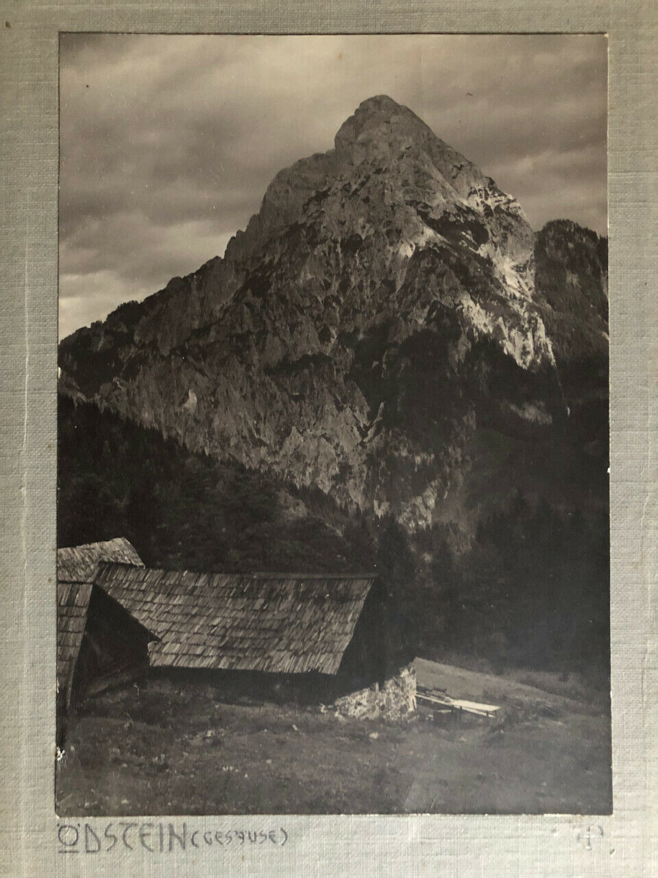 Odstein — montagne — tirage argentique localisé et monogrammé — 17x12 cm c.1920