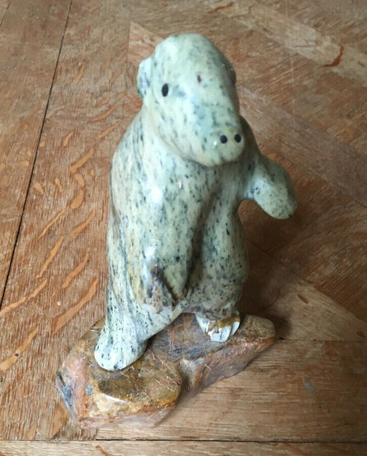 Francis Ruben — standing bear — Inuit sculpture signed under the base.