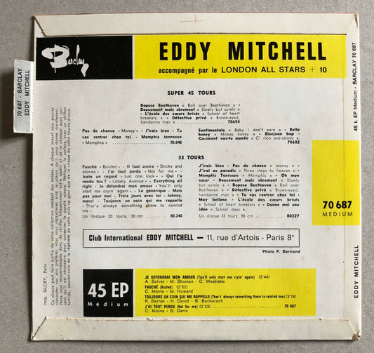 Eddy Mitchell — I will defend my love + 3 — 7" 45 rpm — Barclay 70687 — 1964.