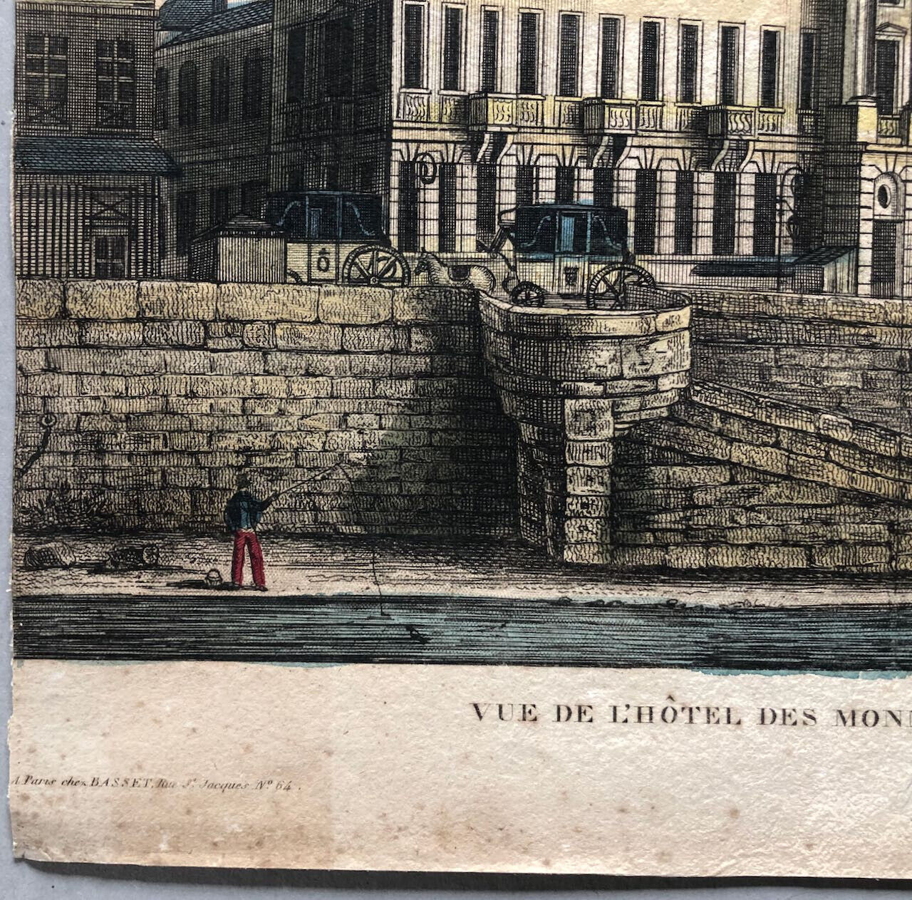 Vue de l'Hôtel des Monnaies prise du Pont Neuf — eau-forte — Basset — circa 1815