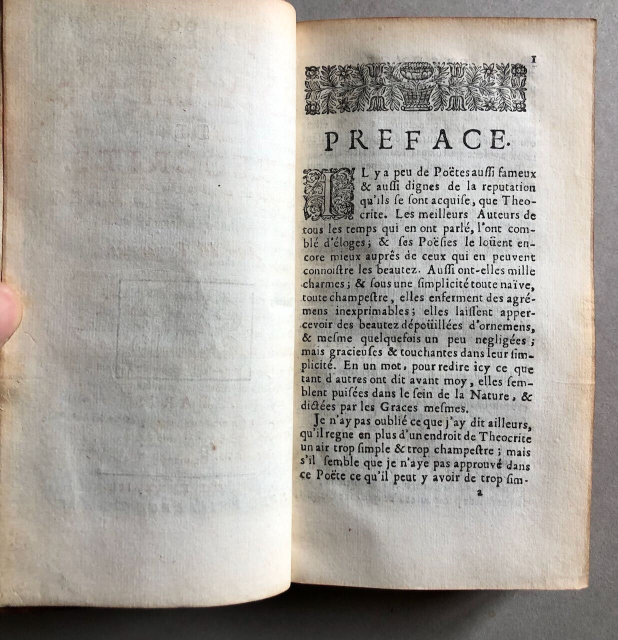 Théocrite, de Longepierre — Les Idylles — trad. en vers — é.o. — Aubouin — 1688.