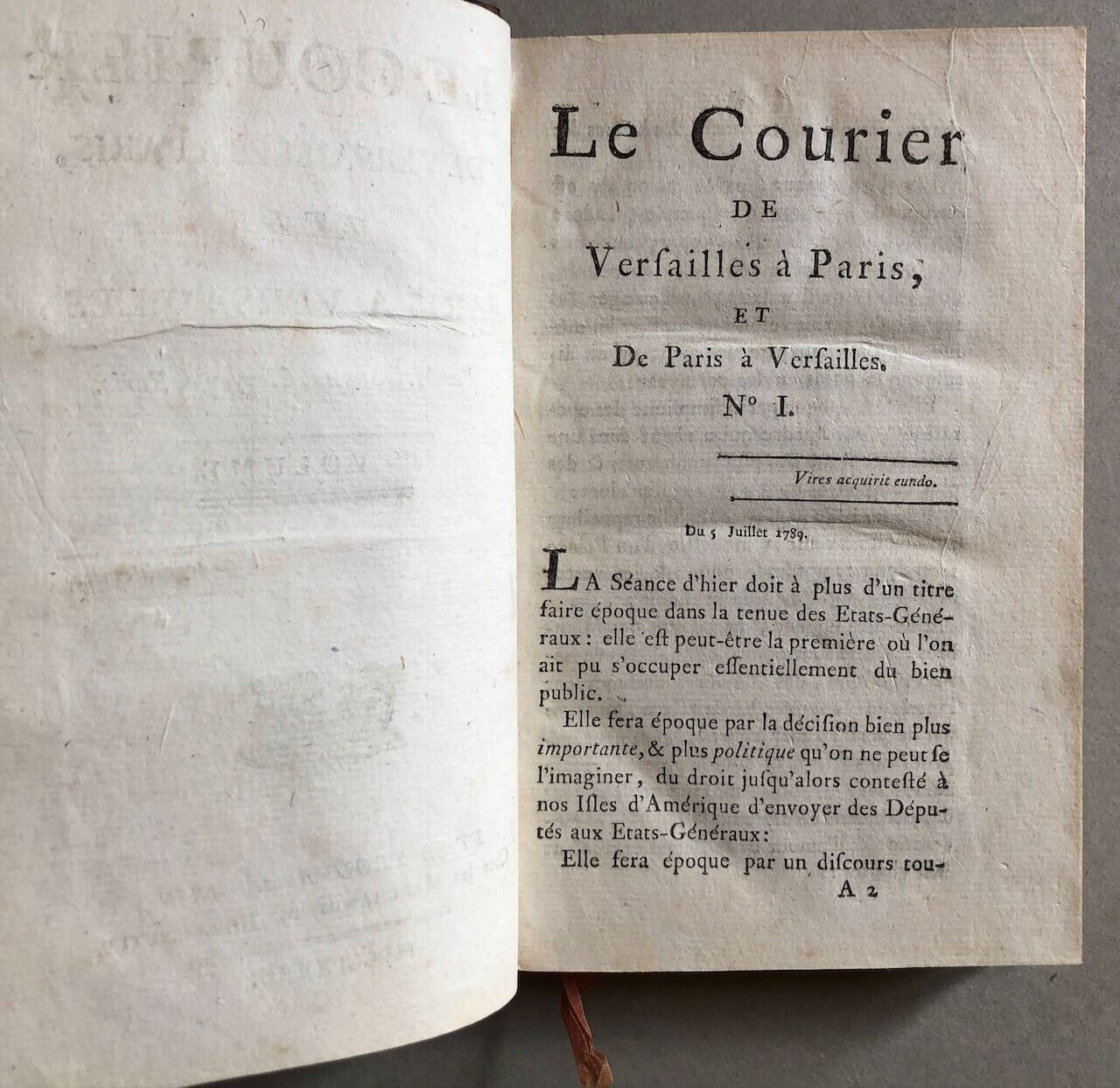 Antoine-Joseph Gorsas — Le Courrier de Versailles à Paris — 3 vol. — 1789.