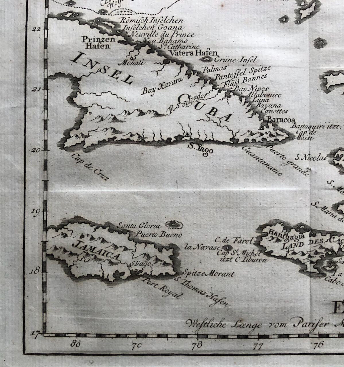 Bellin — carte de Haïti / Saint-Domingue, Porto rico, La Jamaique, Cuba — 1754.