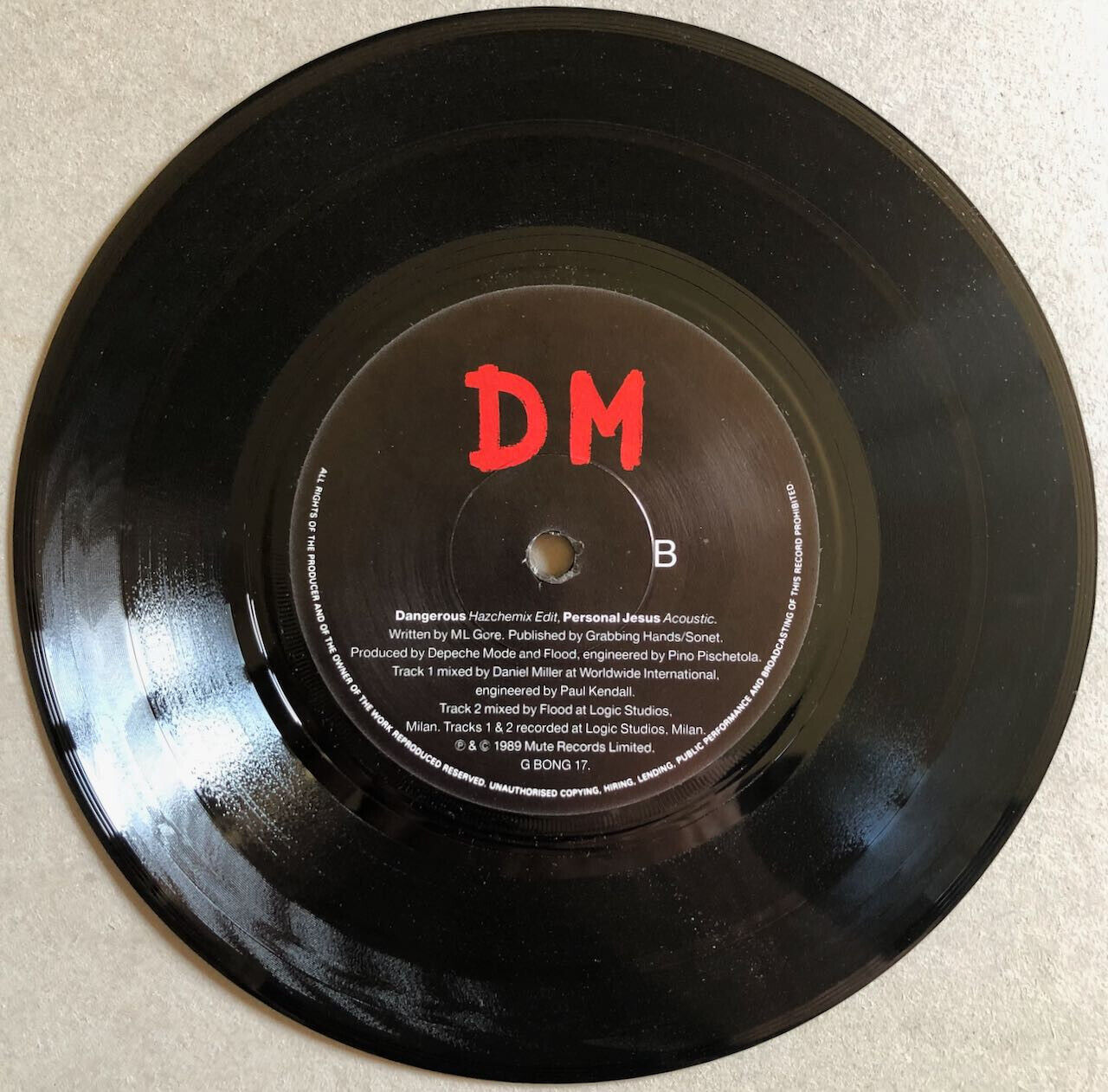 Dépèche Mode — Personal Jesus — 7"45 RPM Limited Edition — Mute G BONG 17 — 1989