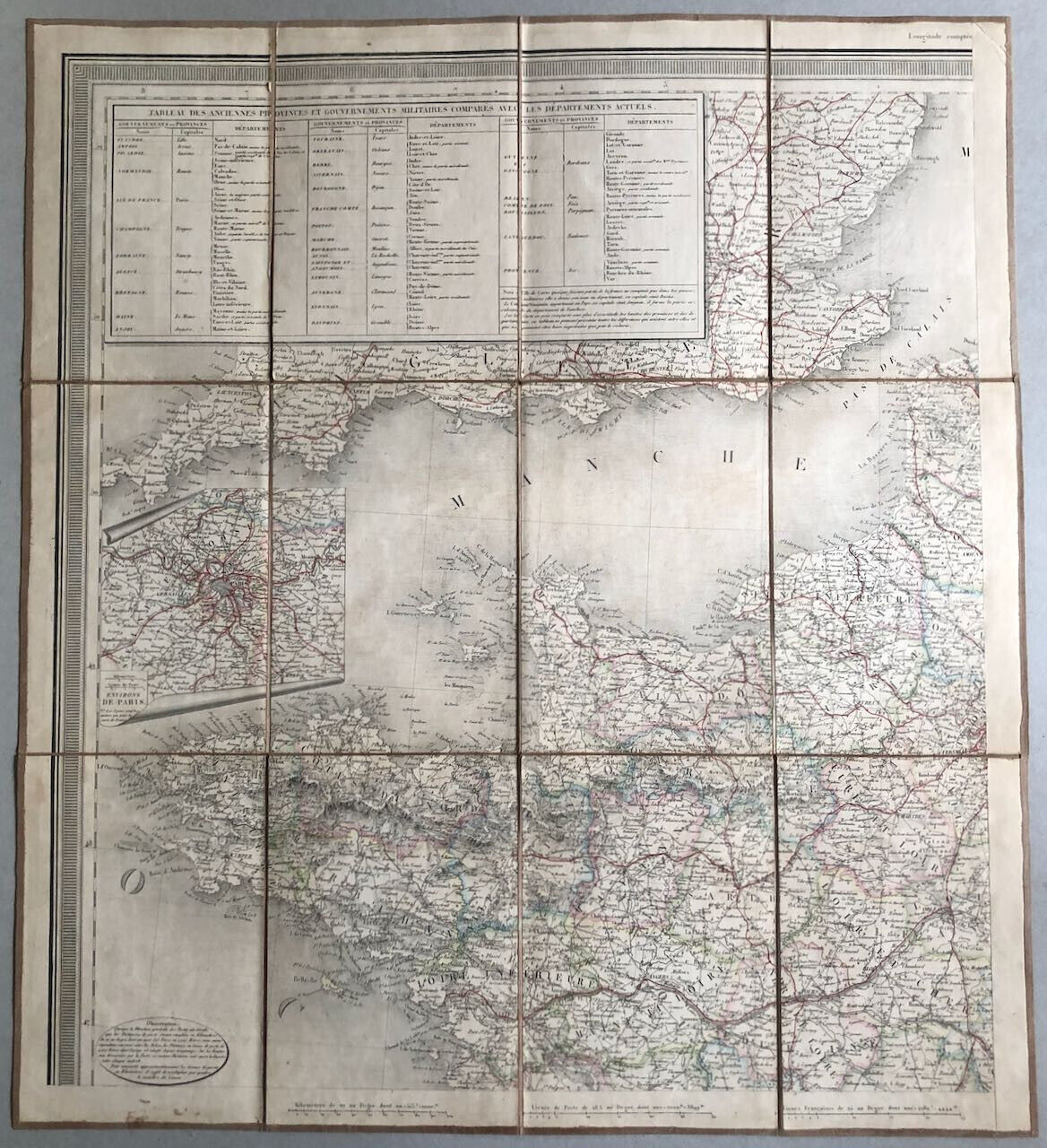 Dufour — Carte de France en 4 parties entoilées - emboîtage — Simonneau — 1840.