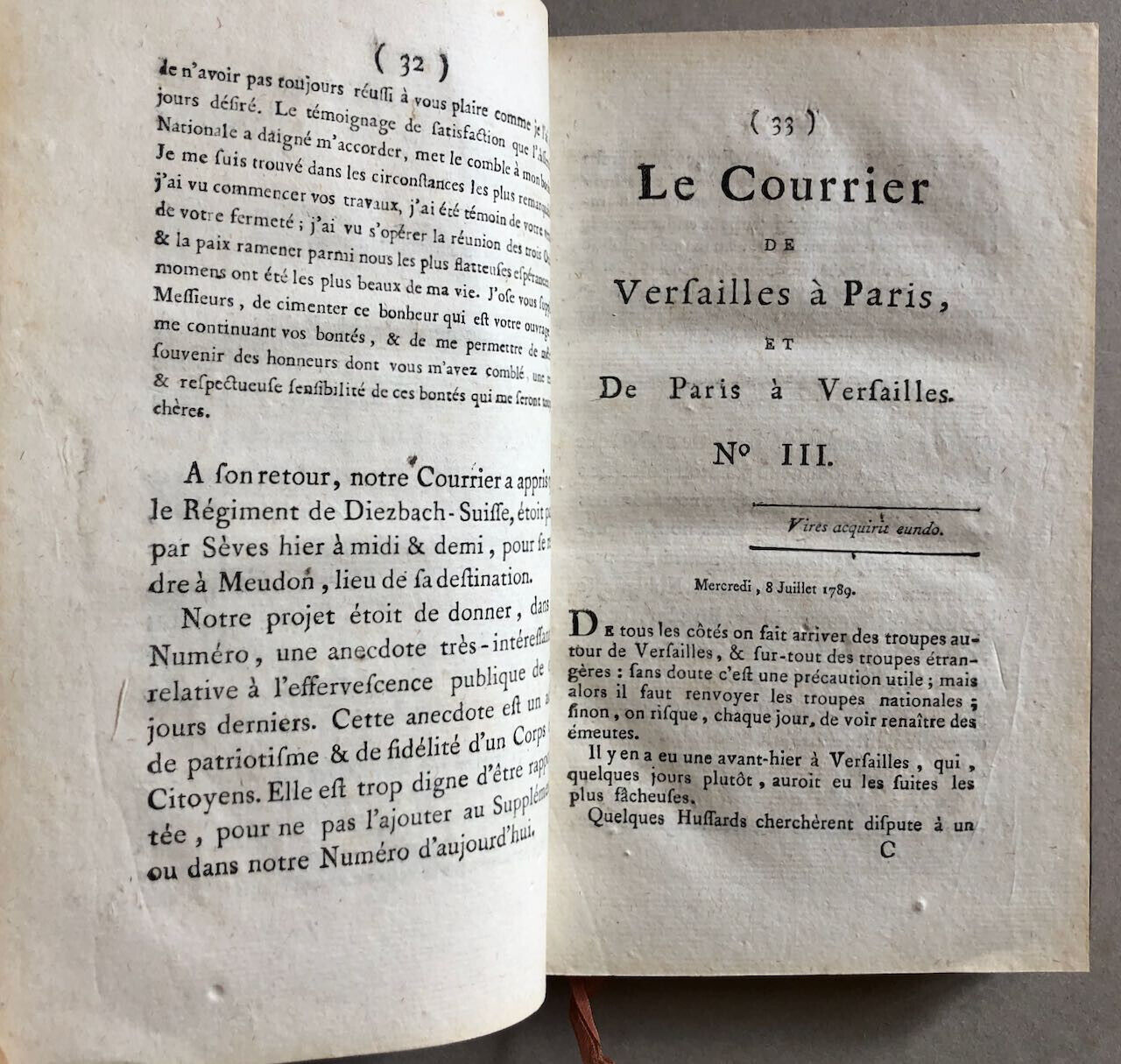 Antoine-Joseph Gorsas — Le Courrier de Versailles à Paris — 3 vol. — 1789.