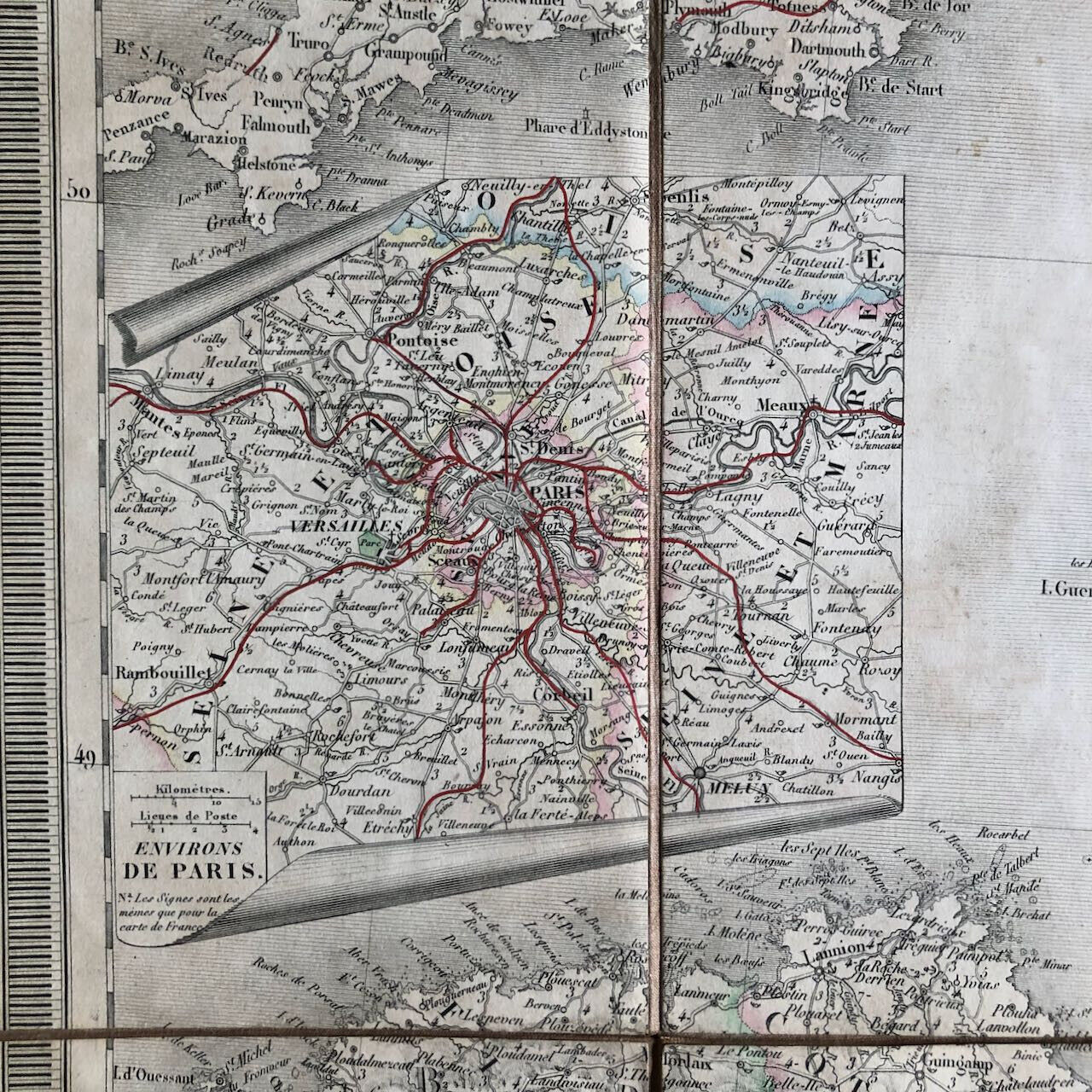 Dufour — Carte de France en 4 parties entoilées - emboîtage — Simonneau — 1840.