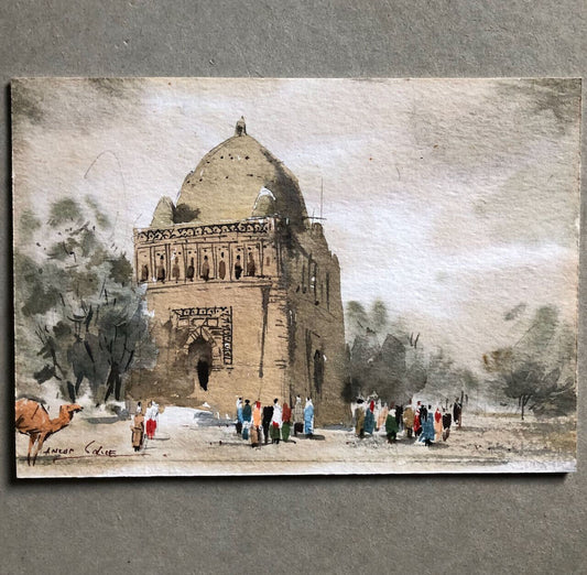 Anzor A. Salve — vue du mausolée des Samanides à Boukhara — aquarelle sur papier