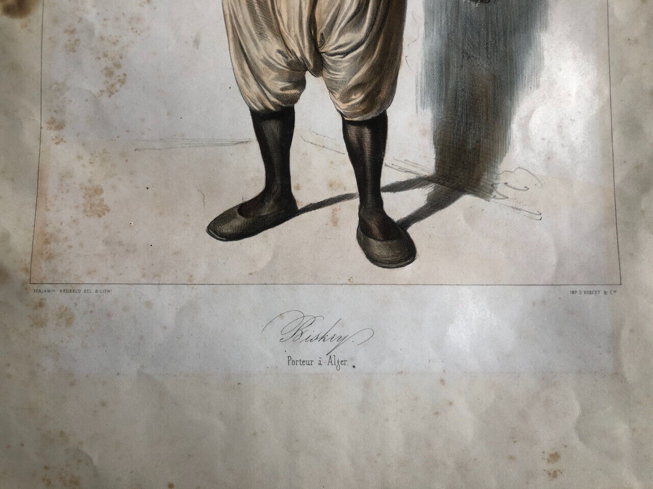 Benjamin Roubaud — Biskry, porteur à Alger — lithographie coloriée main — 1842.