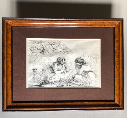 Dominique-Vivant Denon — Deux femmes dans un paysage — gravure originale — 1803.