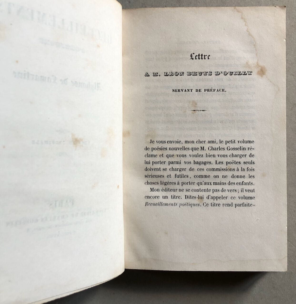 Alphonse de Lamartine — Recueillements poétiques — é. o. — Gosselin — 1839.