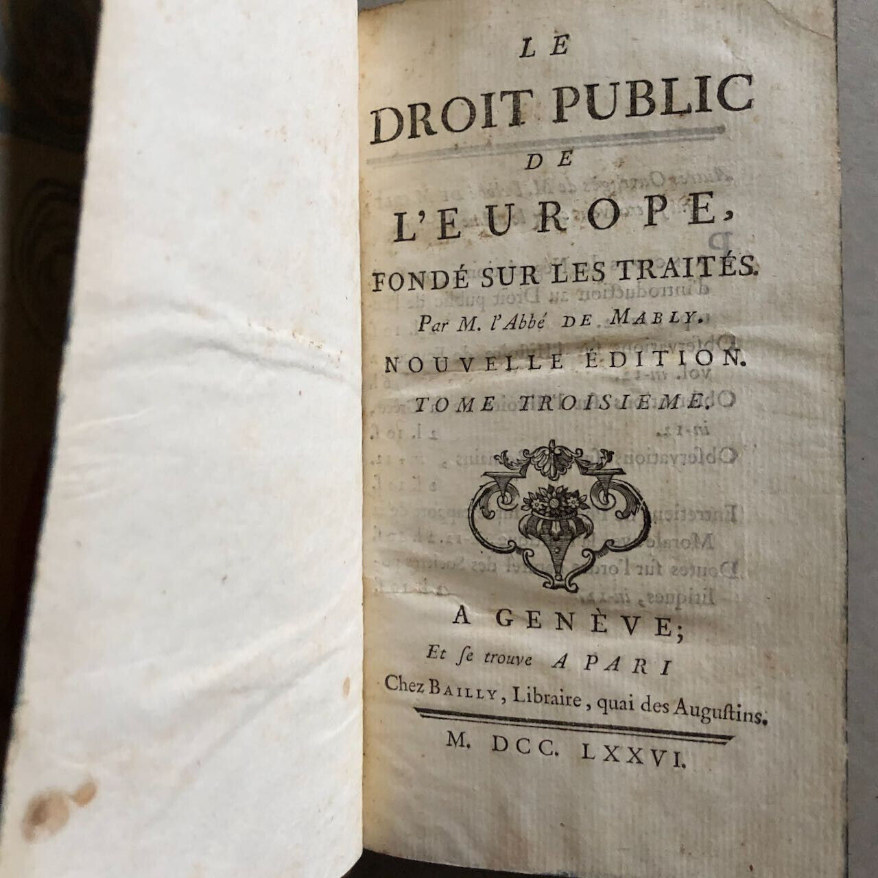 Abbé Mably — Le Droit public de l'Europe fondé sur les traités — Bailly  1776