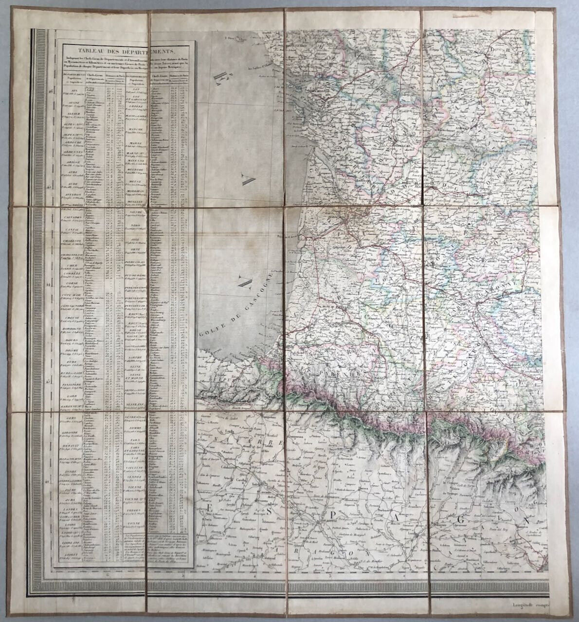 Dufour — Carte de France en 4 parties entoilées - emboîtage — Simonneau — 1840.