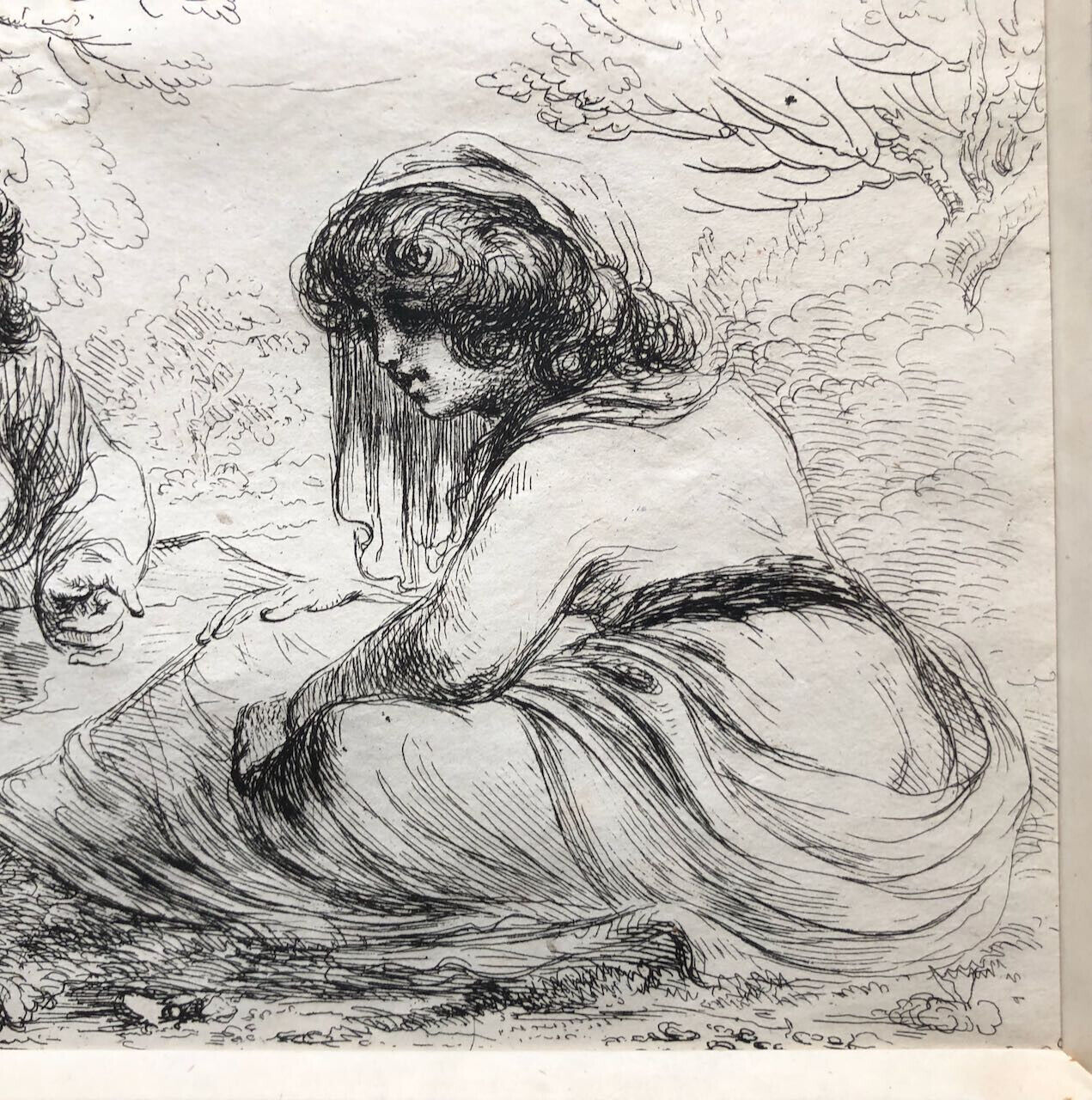 Dominique-Vivant Denon — Deux femmes dans un paysage — gravure originale — 1803.