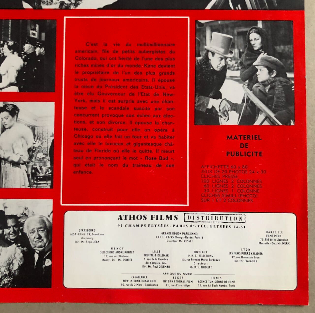 Orson Welles — Citizen Kane — affichette d'exploittation — ressortie années 60.