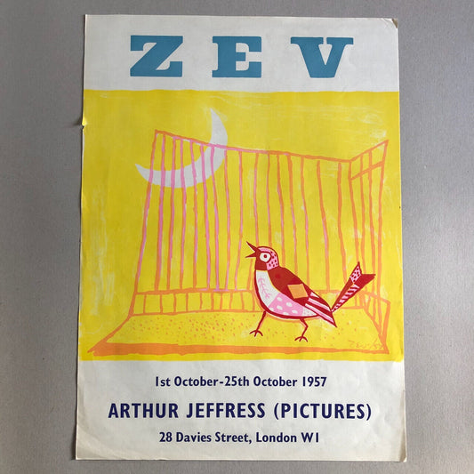 Zev — affiche lithographique — exposition à la galerie Arthur Jeffress — 1957.