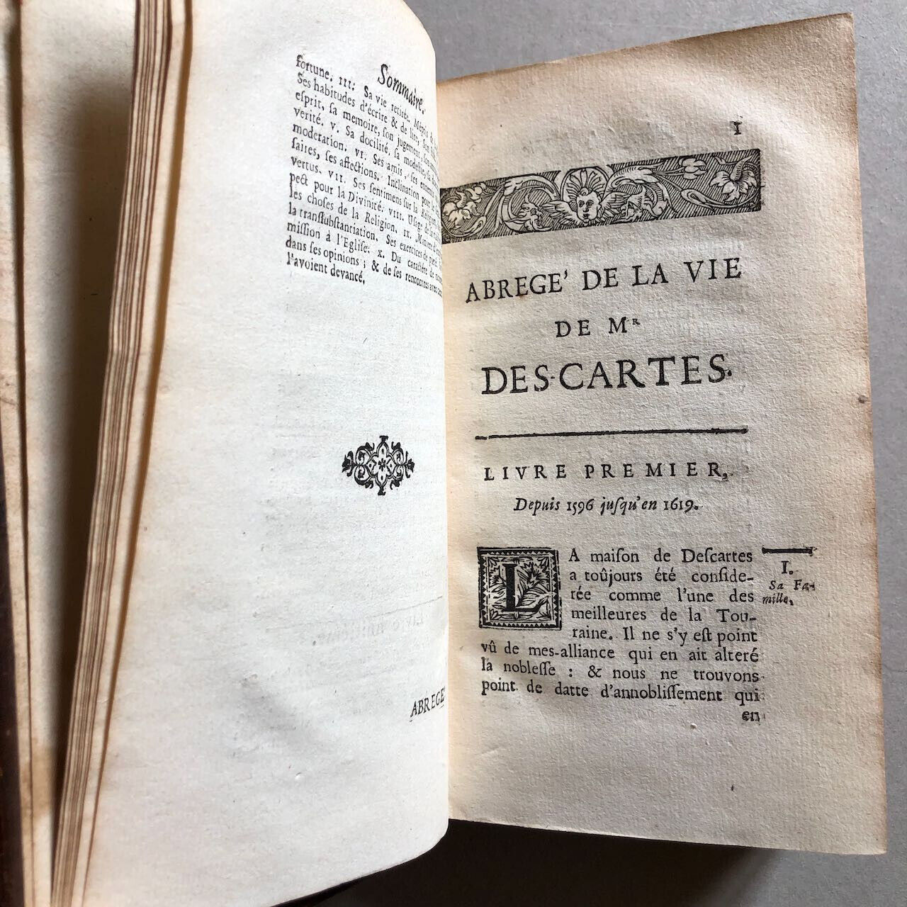 [Adrien Baillet] — La Vie de Mr Descartes. Réduite en abrégé — de Luynes — 1692.