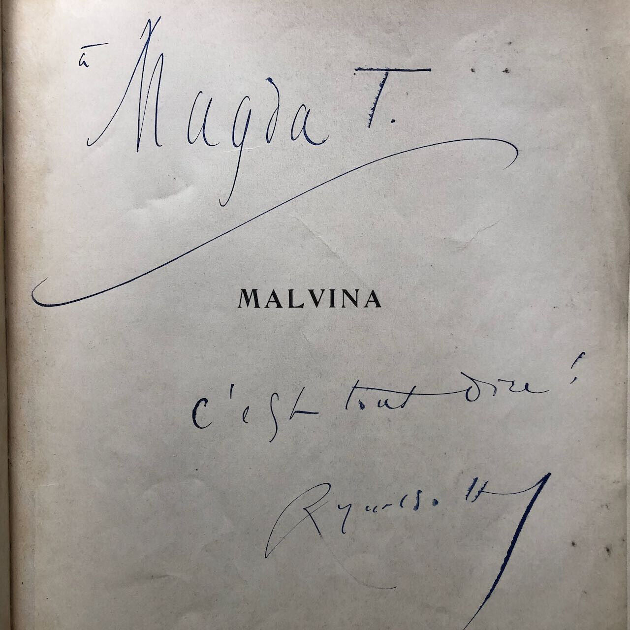 Reynaldo Hahn — Malvina — envoi autographe à Magda Tagliaferro — Heugel — 1935.