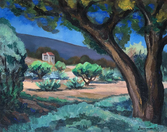 Charles Jacquemot (1879-1946) — Paysage de Provence — huile sur carton signée.