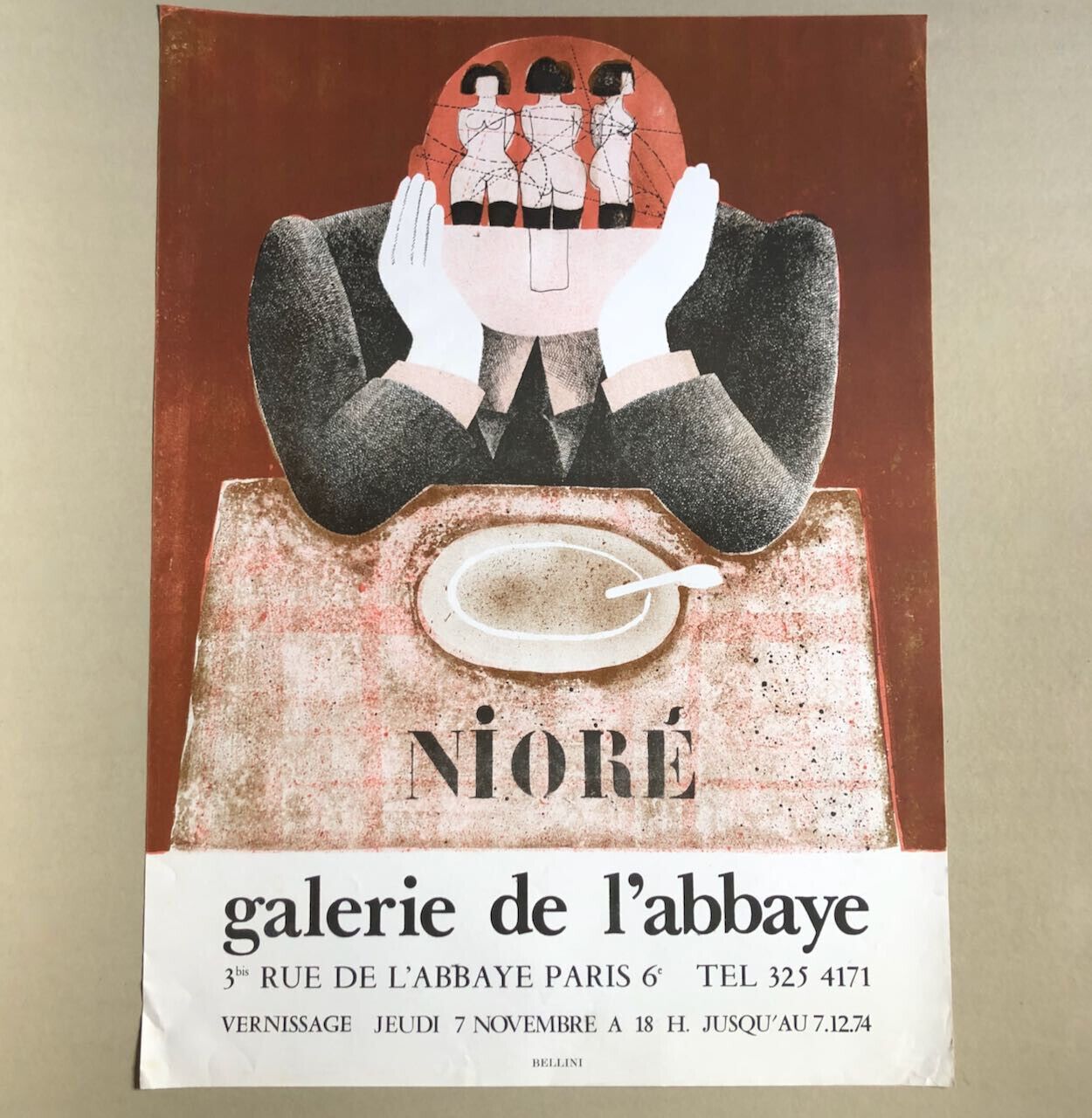 Yves Nioré — affiche de l'exposition à la galerie de l'abbaye — 64,5x47,5 — 1974