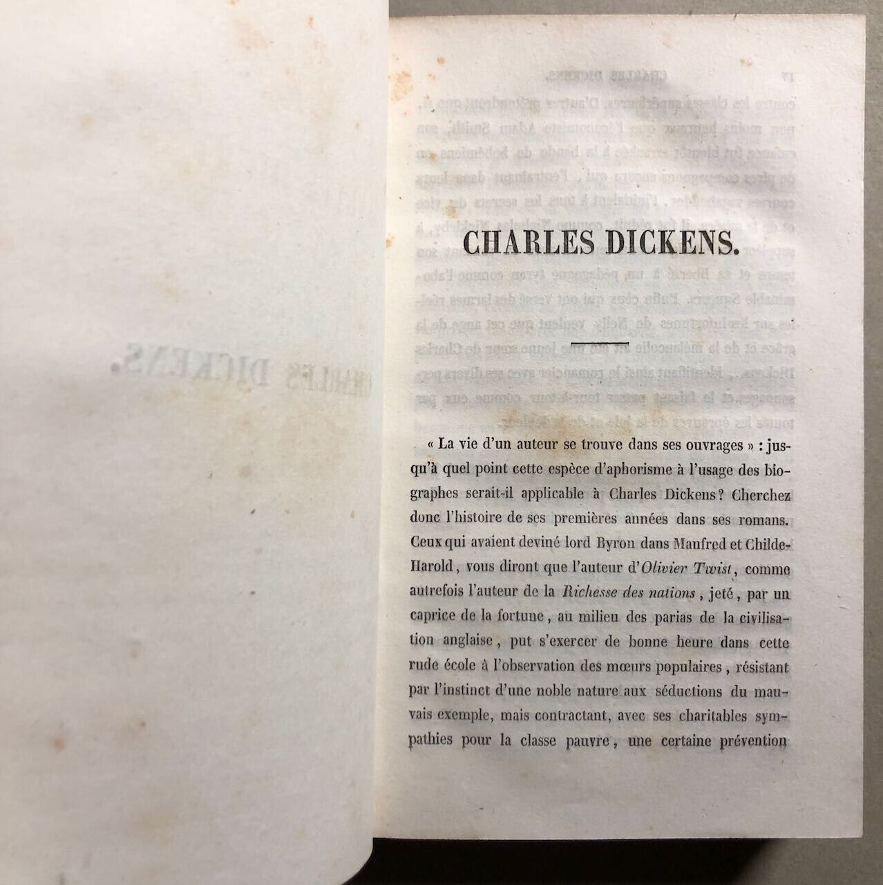 Charles Dickens — Contes — é.o. - envoi autographe Amédée Pichot — Amyot — 1847.