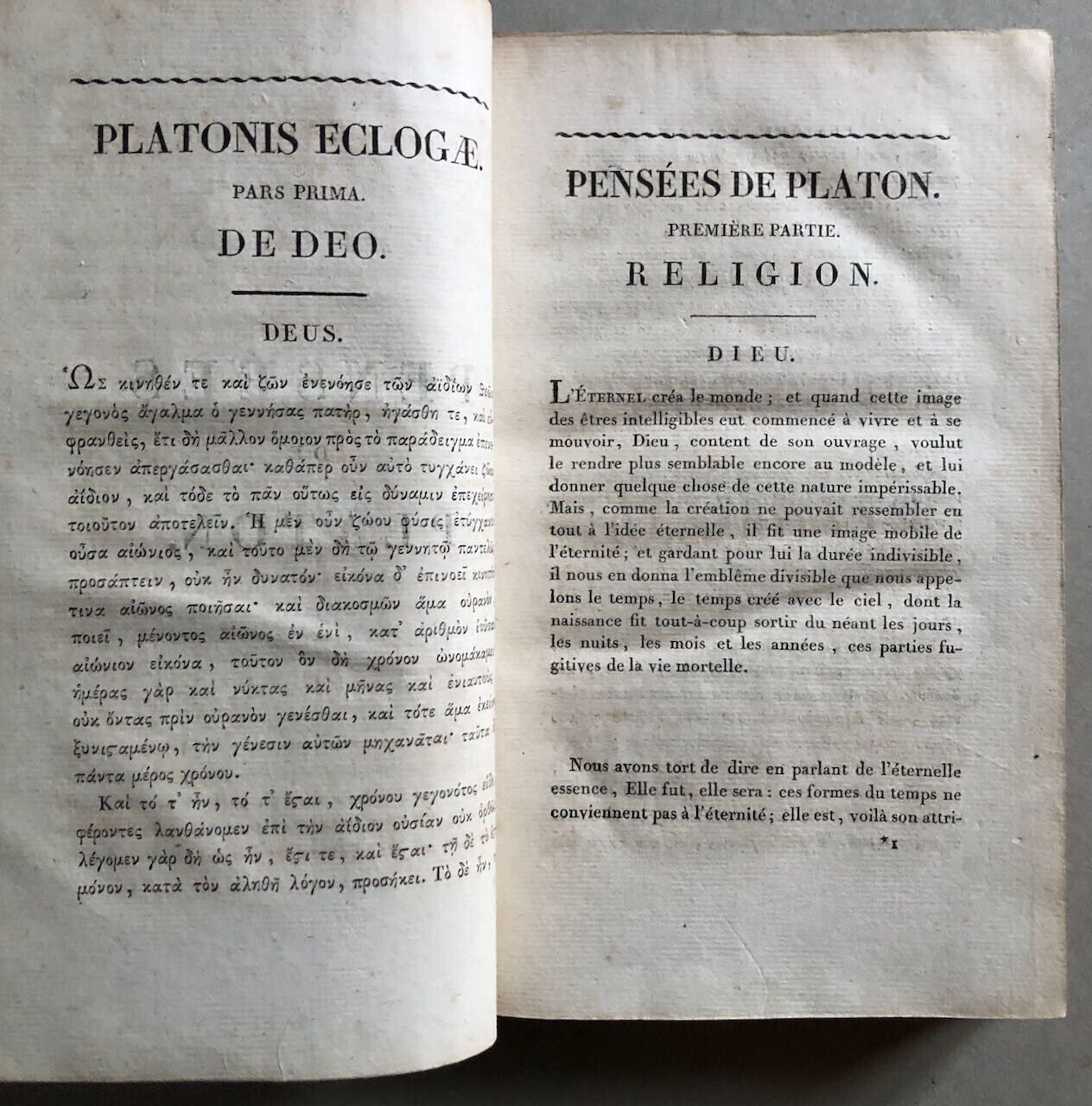 Platon — Pensées recueillies & traduites par J.-V. Leclerc — Delalain — 1819.