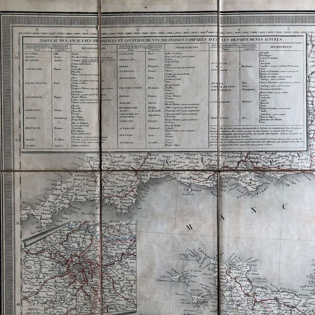 Dufour — Carte de France en 4 parties entoilées - emboîtage — Simonneau — 1840.