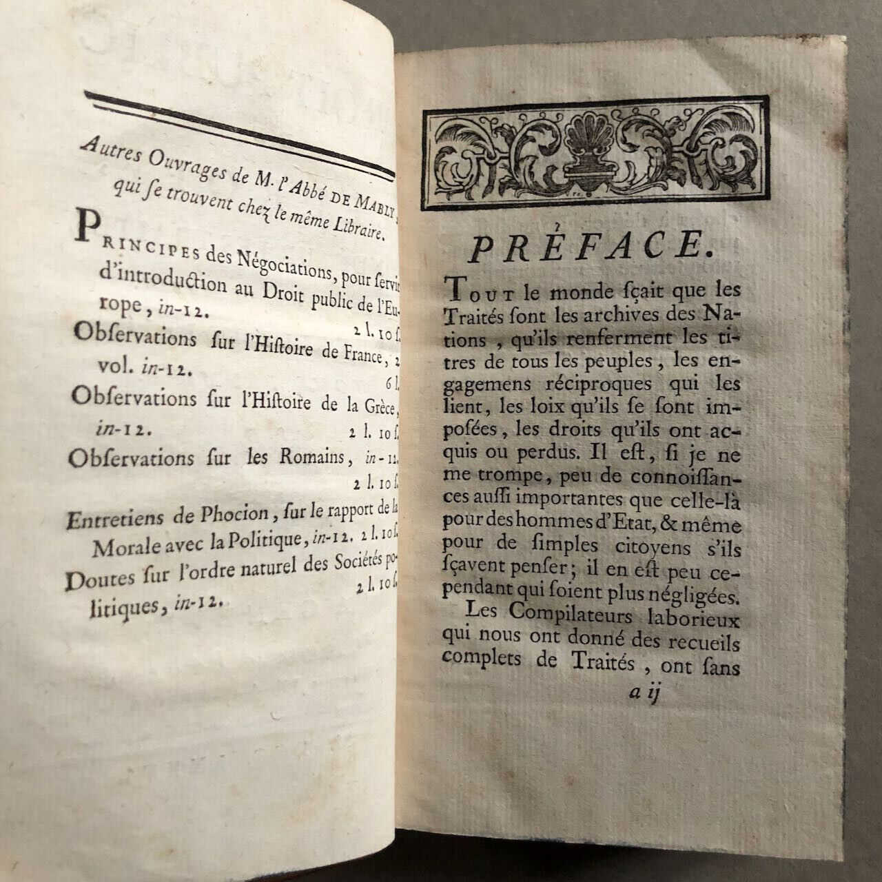 Abbé Mably — Le Droit public de l'Europe fondé sur les traités — Bailly  1776