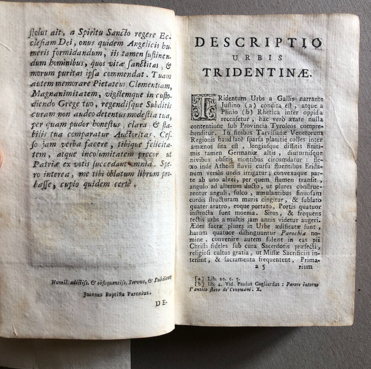 Concile de Trente — Gravure frontispice — Paronium  — 1744.