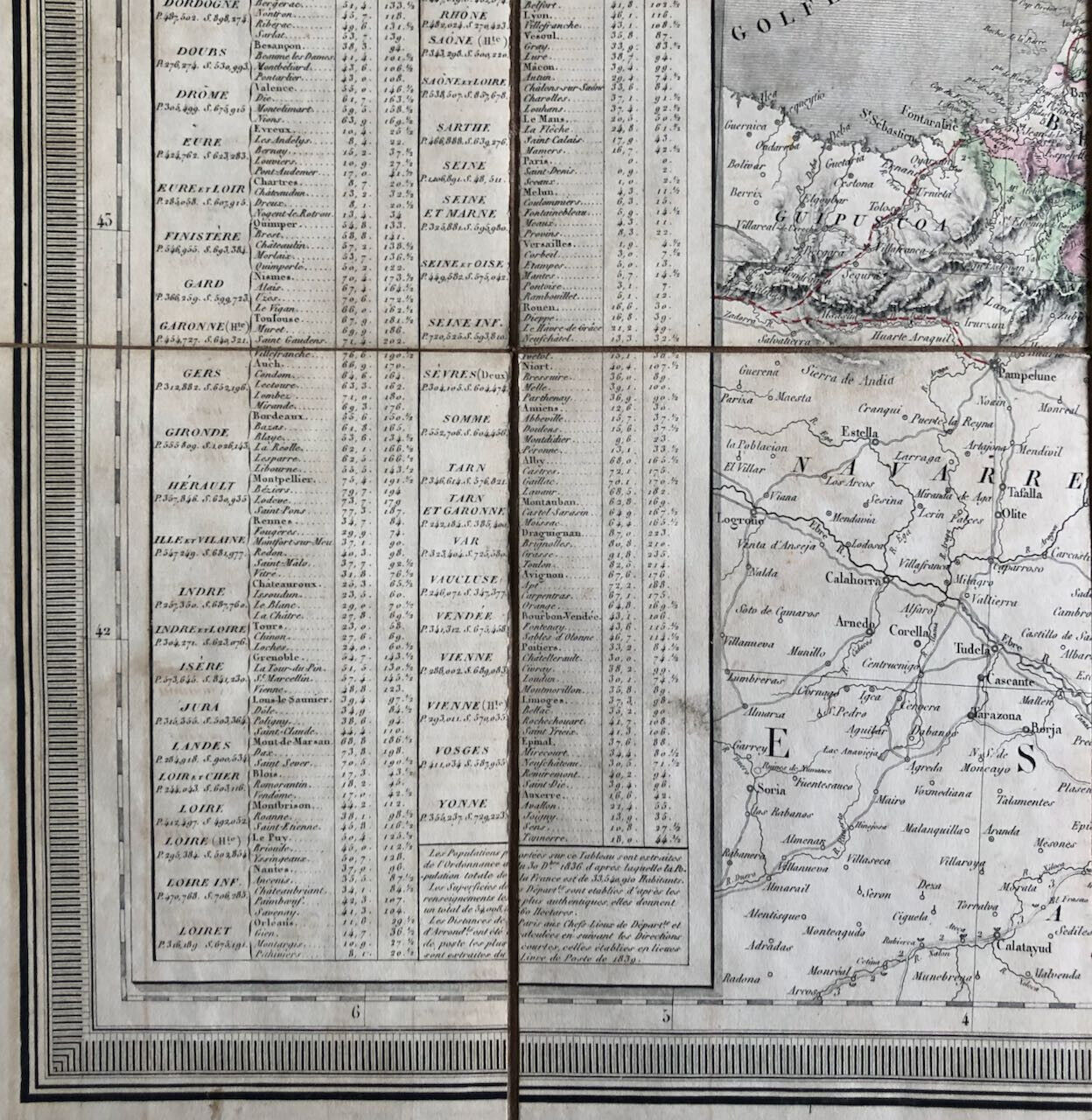 Dufour — Carte de France en 4 parties entoilées - emboîtage — Simonneau — 1840.