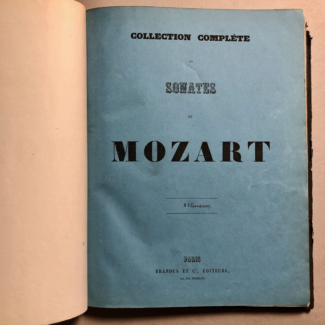 Wolfgang Amadeus Mozart — 11 sonates pour violon gravées — Brandus — circa 1850.