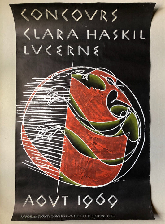 Hans Erni (1909-2015)  — affiche pour le concours Clara Haskil à Lucerne — 1969.