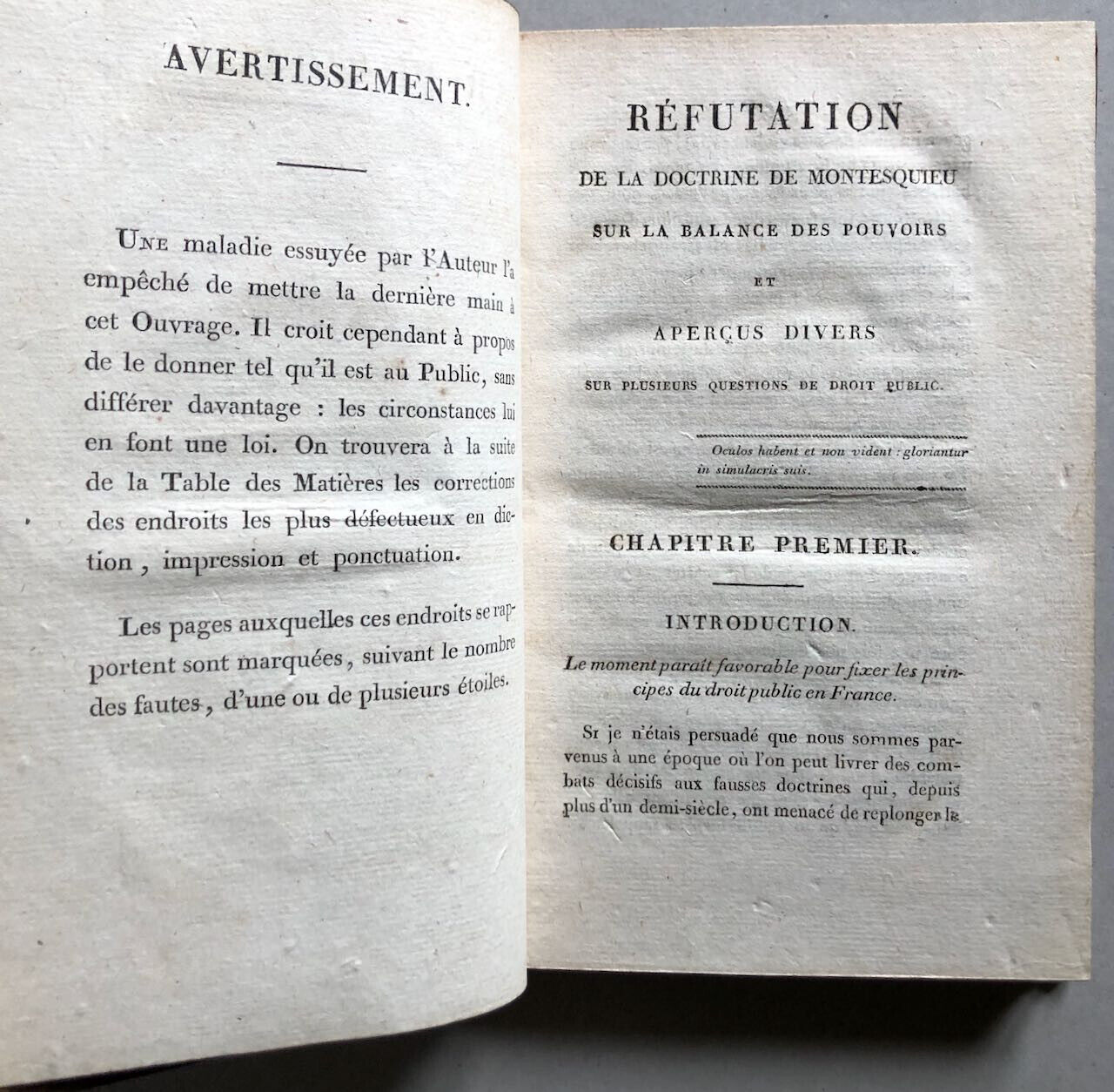 [Comte de Saint-Roman]  Réfutation de […] Montesquieu — é.o. — Perronneau — 1816