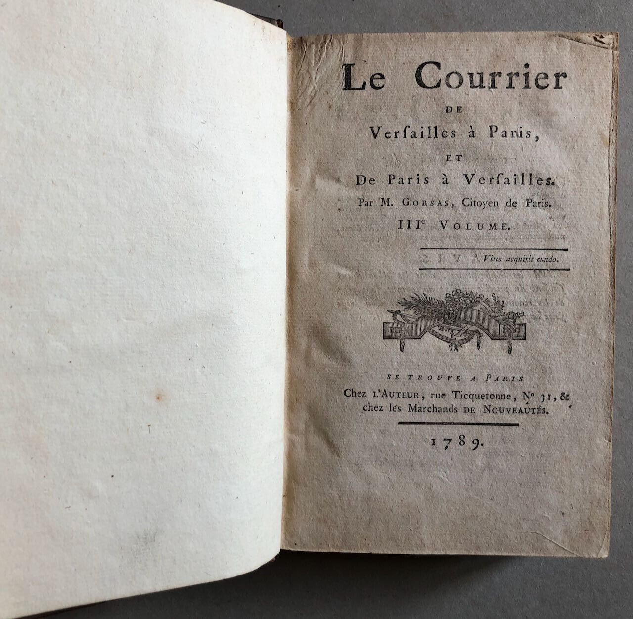 Antoine-Joseph Gorsas — Le Courrier de Versailles à Paris — 3 vol. — 1789.