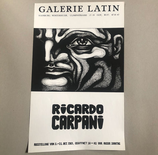 Ricardo Carpani — affiche serigraphique — exposition à la Galerie Latin — 1969.