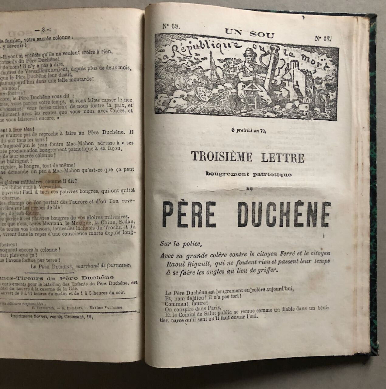 Le Père Duchêne — é.o. complète — 68 n° du 16 ventôse au 3 prairial an 79 — 1871