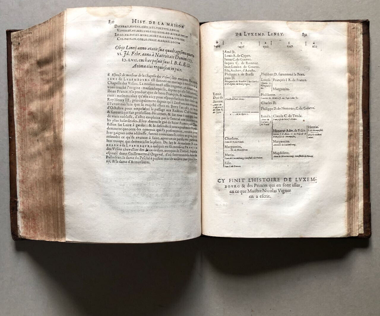 Nicolas Vigner — Histoire de la maison de Luxembourg — in-4° — Blaise — 1619.