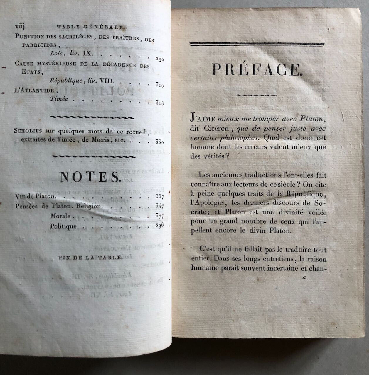 Platon — Pensées recueillies & traduites par J.-V. Leclerc — Delalain — 1819.