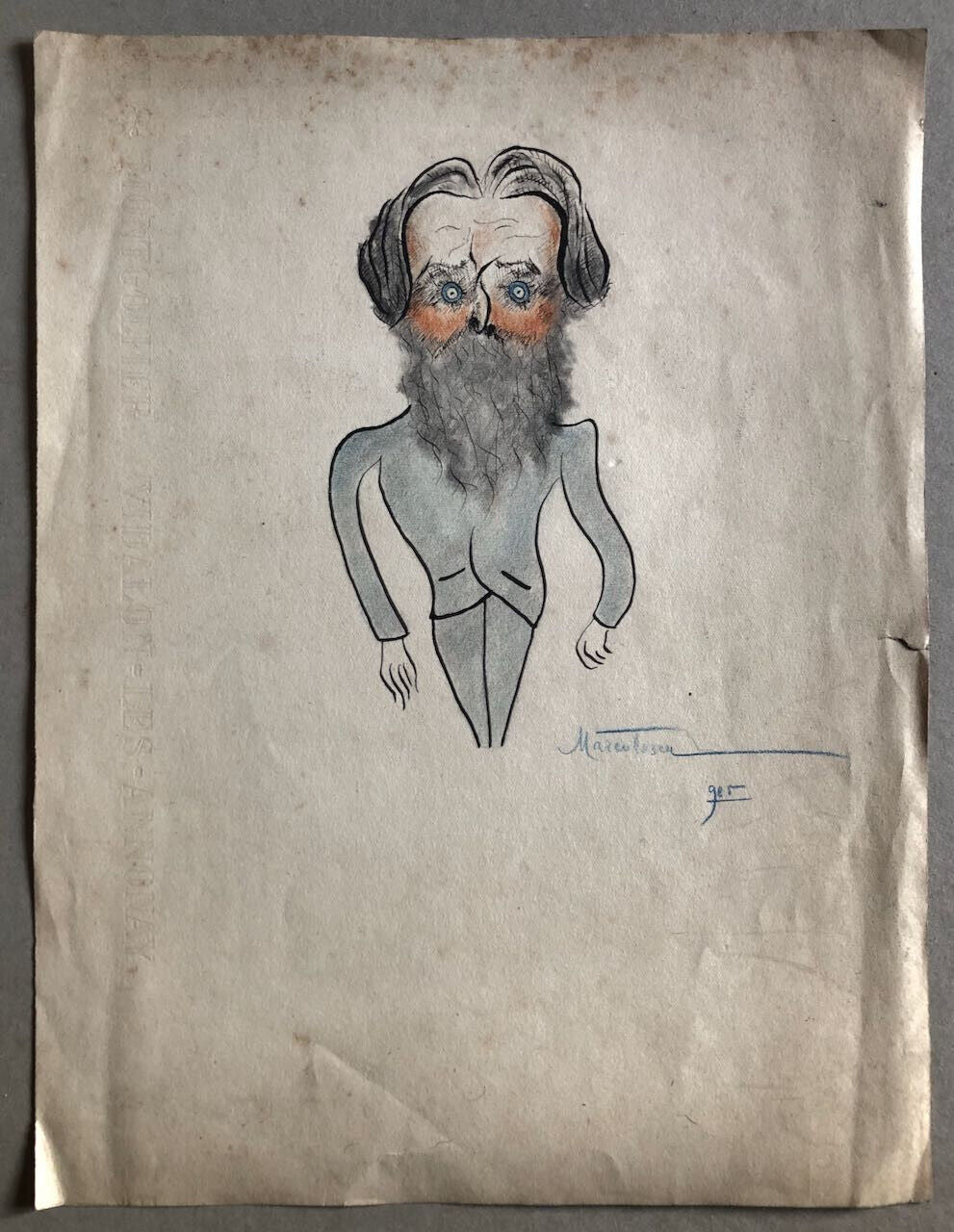 George Marculescu - Georges Marcolesco — dessin encre & pastel signé  — c. 1900.