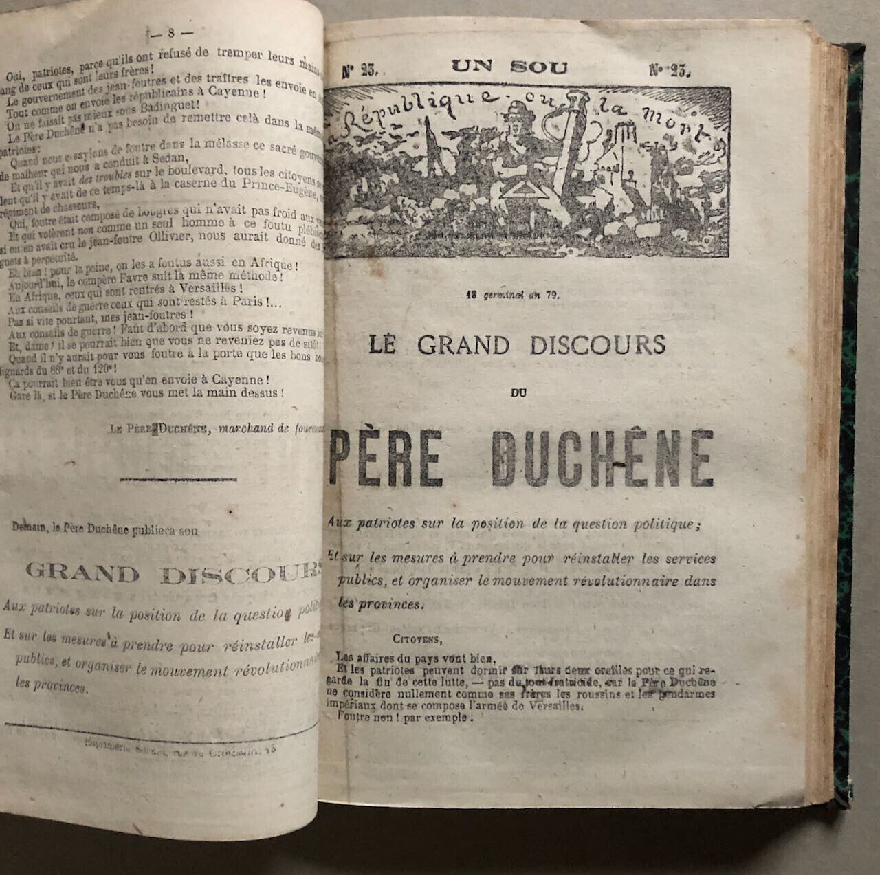 Le Père Duchêne — é.o. complète — 68 n° du 16 ventôse au 3 prairial an 79 — 1871